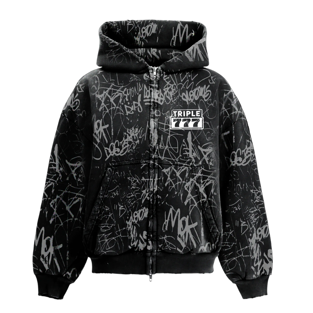 Black Allover Graffiti Jacket