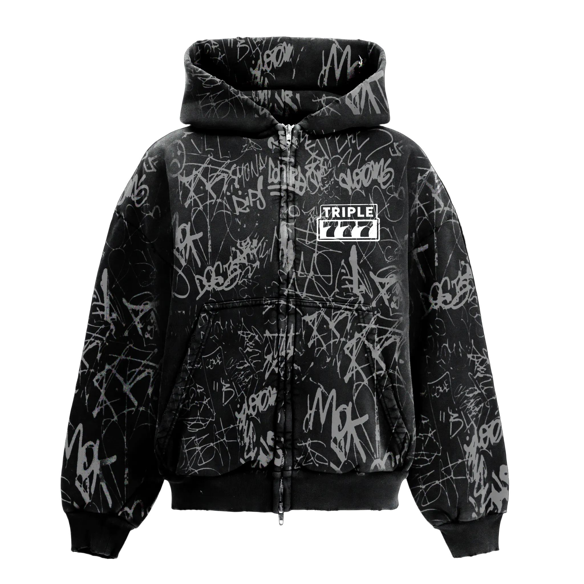 Black Allover Graffiti Jacket