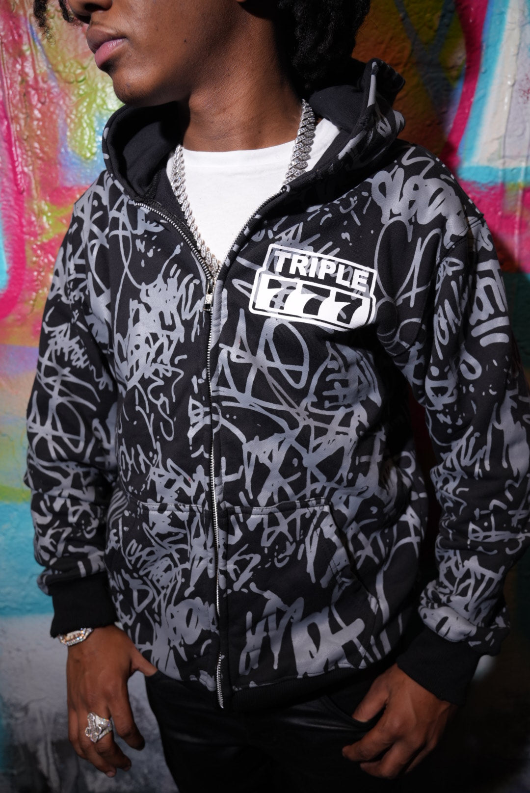 Black Allover Graffiti Jacket