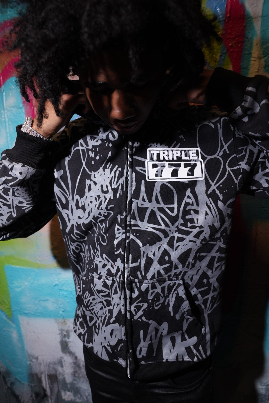 Black Allover Graffiti Jacket