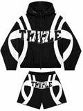 Triple7s 777 Black & White Windbreaker Complete Set product photo on clean white background