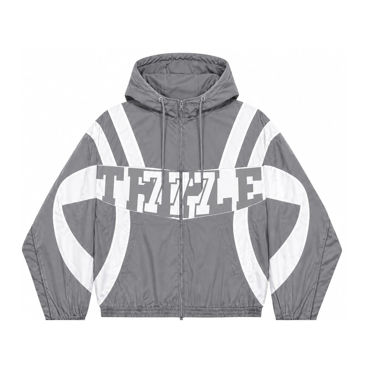 Triple7s 777 Gray & White Windbreaker Jacket product photo on clean white background