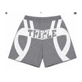 Triple7s 777 Gray & White Windbreaker Shorts product photo on clean white background