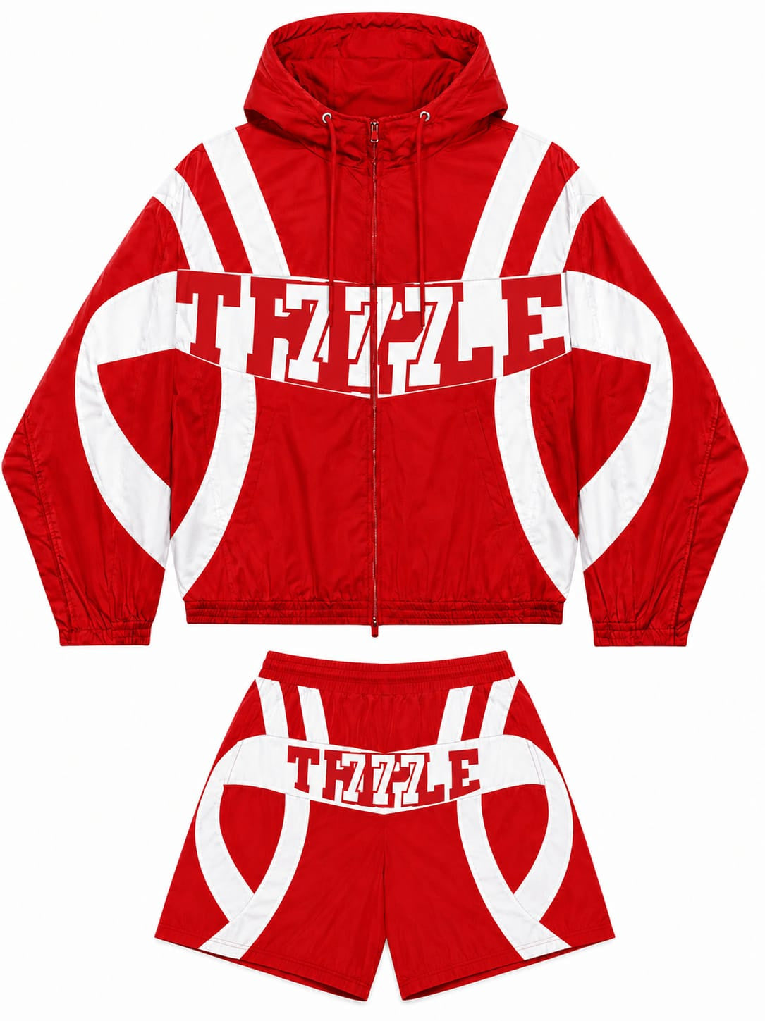 Triple7s 777 Red & White Windbreaker Complete Set product photo on clean white background
